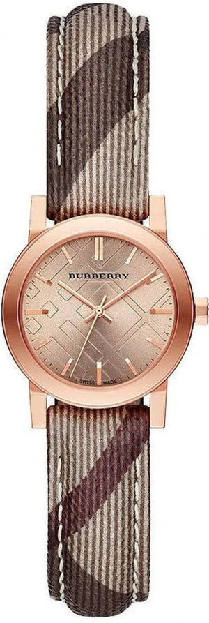  Shop Authentic Burberry The City Pink Dial Brown Leather Strap Watch for Women - BU9236 - Luxxuri