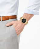  Shop Authentic Michael Kors Slim Runway Quartz Black Dial Gold Steel Strap Watch For Men - MK8621 - Luxxuri