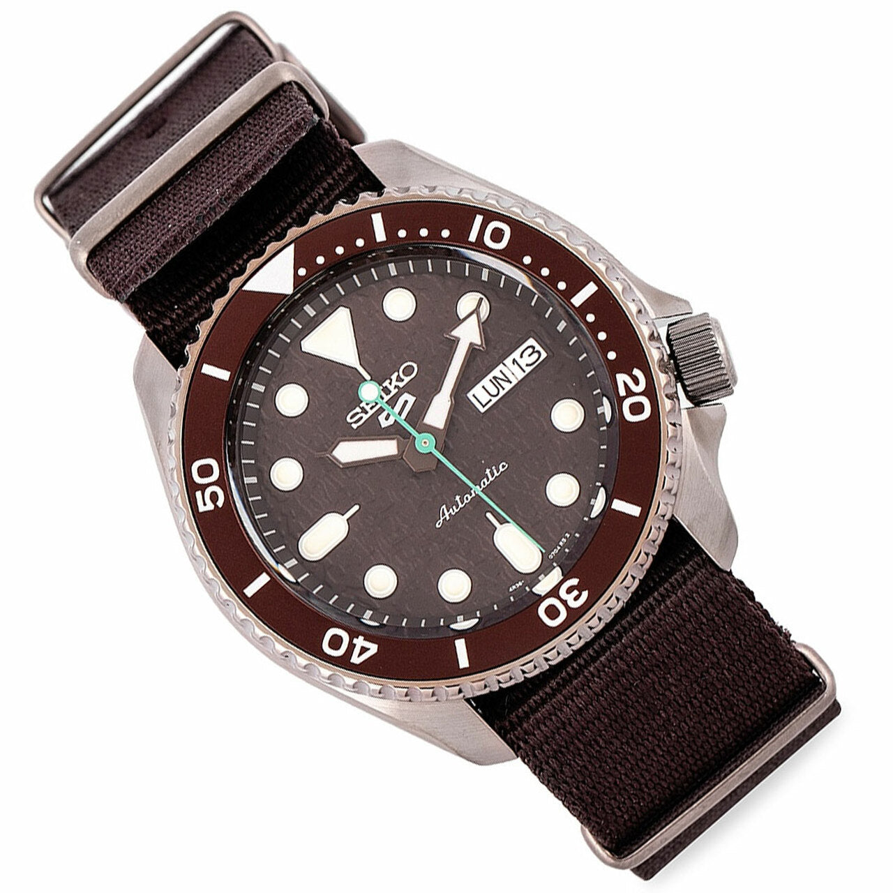  Shop Authentic Seiko 5 Sport Automatic Brown Dial Brown Nylon Strap Watch For Men - SRPD85K1 - Luxxuri