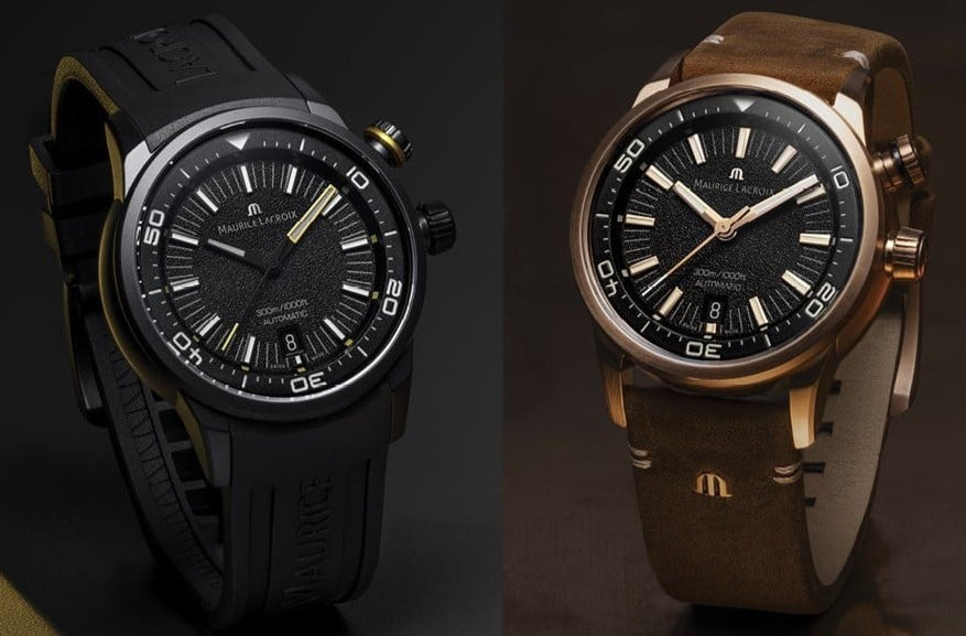 Maurice Lacroix Pontos Diver Limited Edition Black Dial Brown Leather Strap Watch For Men - PT6248-BRZ01-330-3