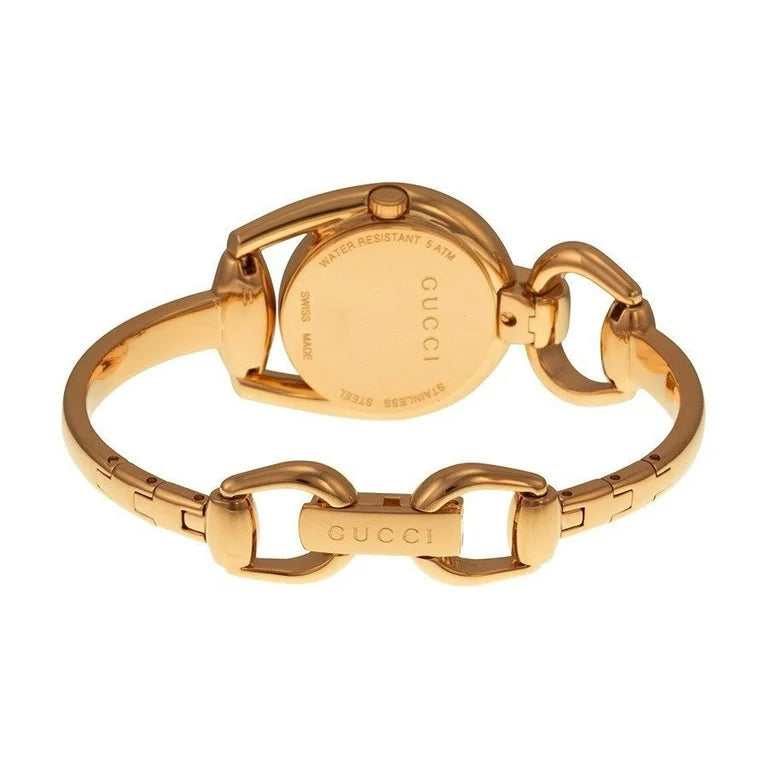  Shop Authentic Gucci Horsebit Collection Diamonds Mother of Pearl Dial Rose Gold Steel Strap Watch For Women - YA139508 - Luxxuri