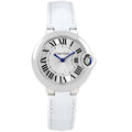 Shop Authentic Cartier Ballon Bleu De Cartier Silver Dial White Leather Strap Watch for Women - W6920086 - Luxxuri