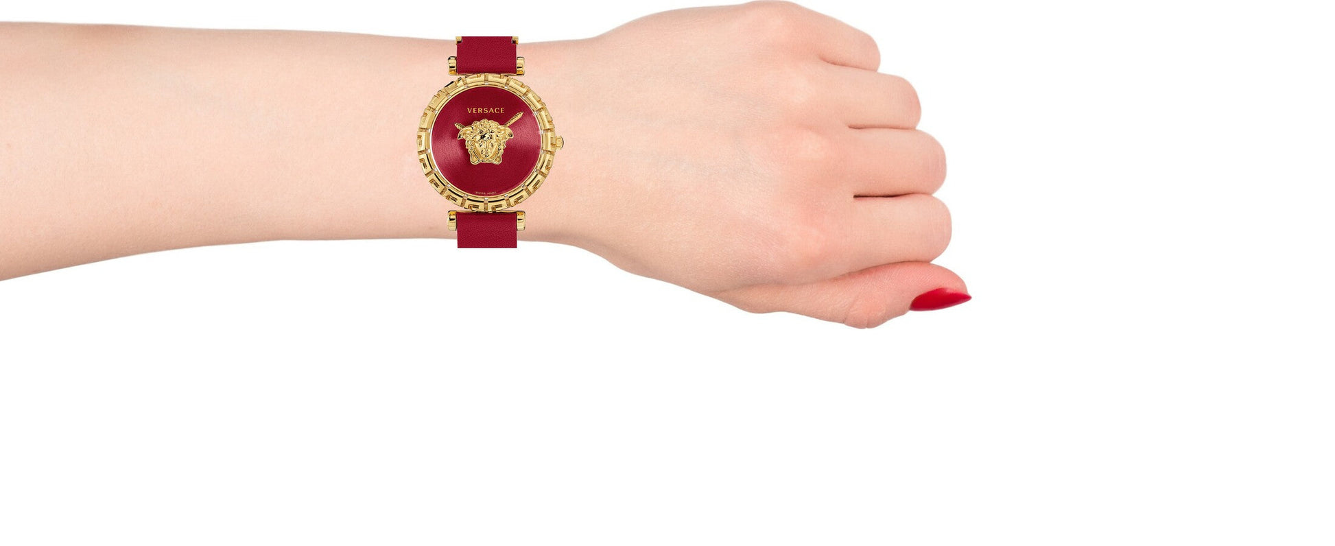  Shop Authentic Versace Palazzo Empire Greca Red Dial Red Leather Strap Watch for Women - VEDV00319 - Luxxuri