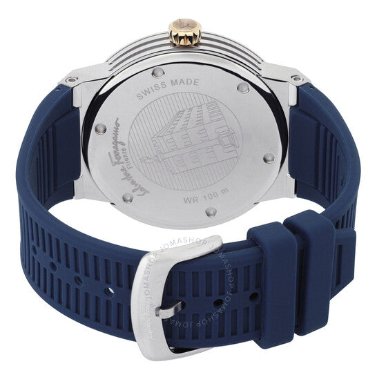  Shop Authentic Salvatore Ferragamo F-80 Blue Dial Blue Rubber Strap Watch For Men - SFHY01122 - Luxxuri
