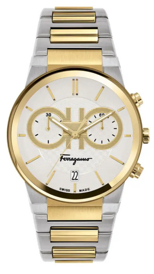  Shop Authentic Salvatore Ferragamo F-80 Classic White Dial Two Tone Steel Strap Watch for Men - SFME00821 - Luxxuri