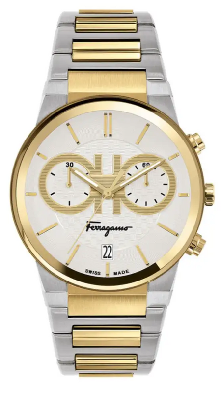  Shop Authentic Salvatore Ferragamo F-80 Classic White Dial Two Tone Steel Strap Watch for Men - SFME00821 - Luxxuri