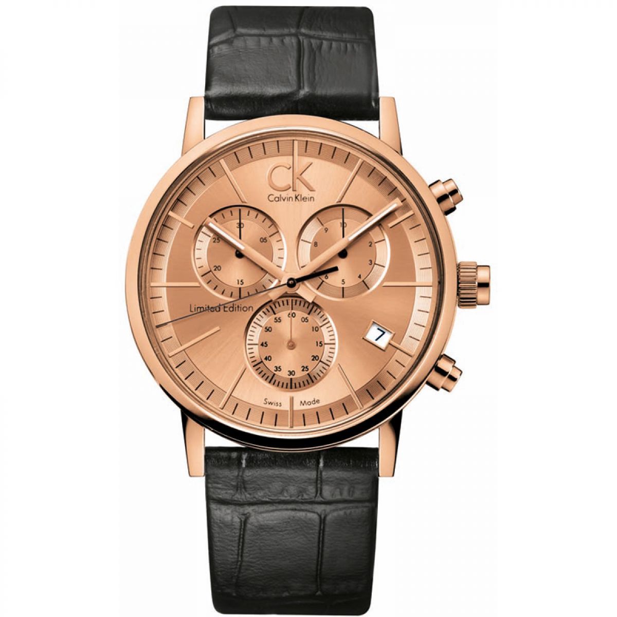  Shop Authentic Calvin Klein Post Minimal Chronograph Rose Gold Dial Black Leather Strap Watch for Men - K7627201 - Luxxuri