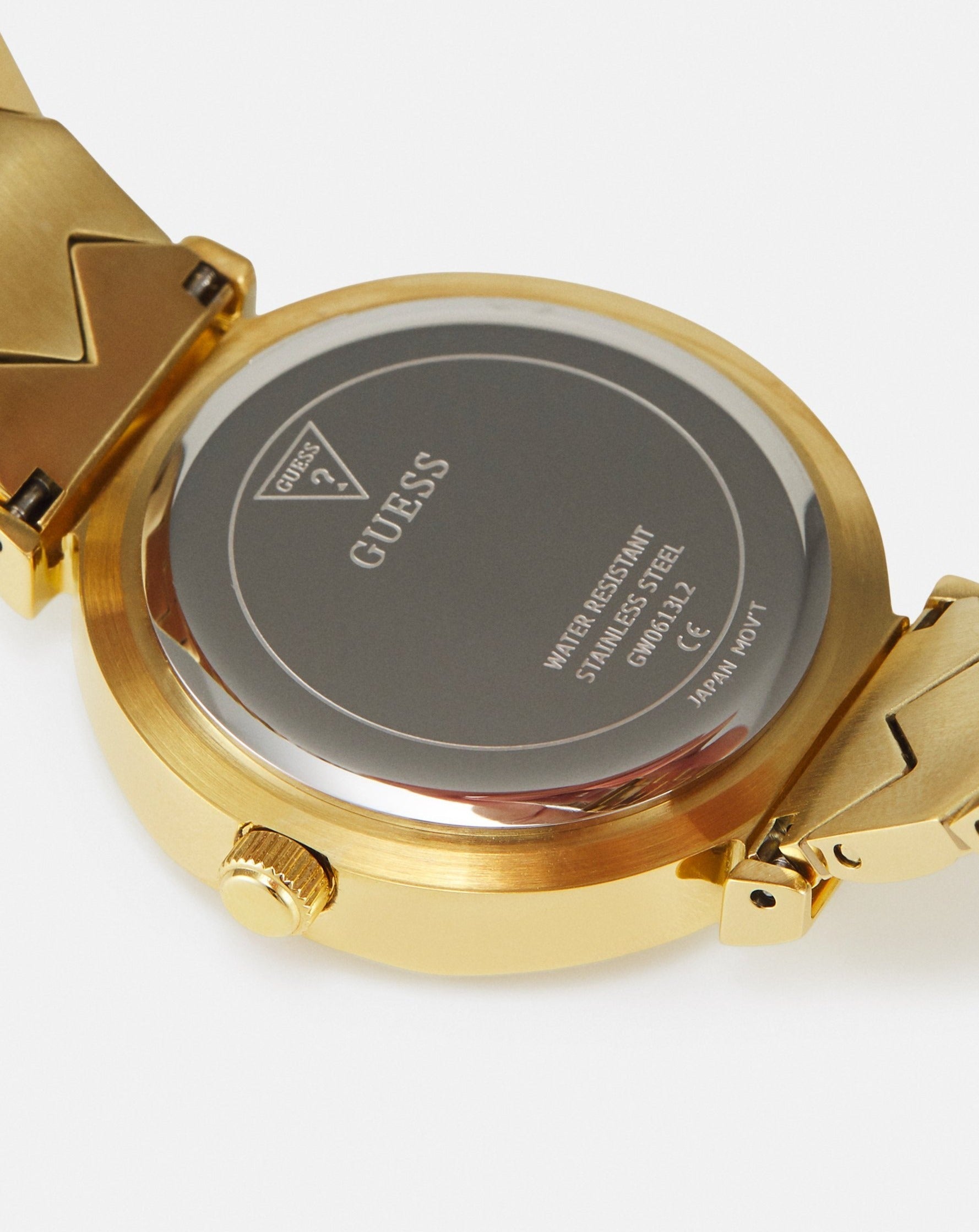  Shop Authentic Guess Rumour Quartz Gold Dial Gold Steel Strap Watch For Women - GW0613L2 - Luxxuri