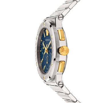  Shop Authentic Versace Greca Quartz Blue Dial Silver Steel Strap Watch For Men - VEZ900221 - Luxxuri