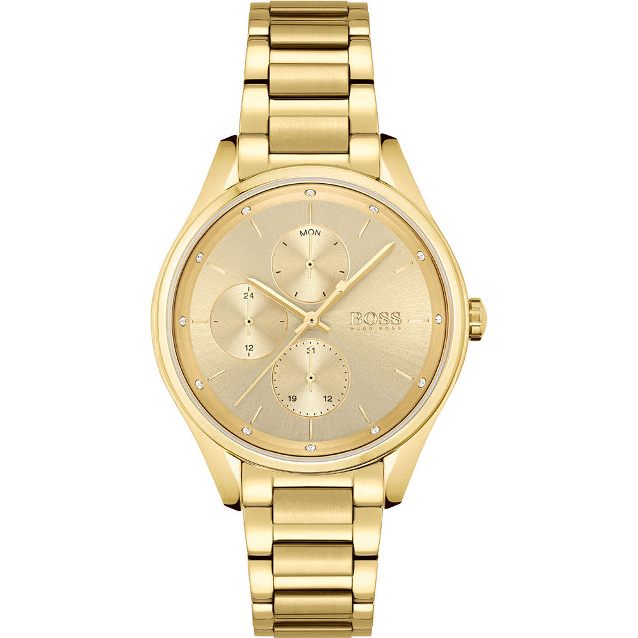  Shop Authentic Hugo Boss Grand Course Gold Dial Gold Steel Strap Watch for Women - 1502584 - Luxxuri