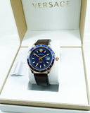  Shop Authentic Versace Hellenyium GMT Blue Dial Brown Leather Strap Watch for Men - V11080017 - Luxxuri