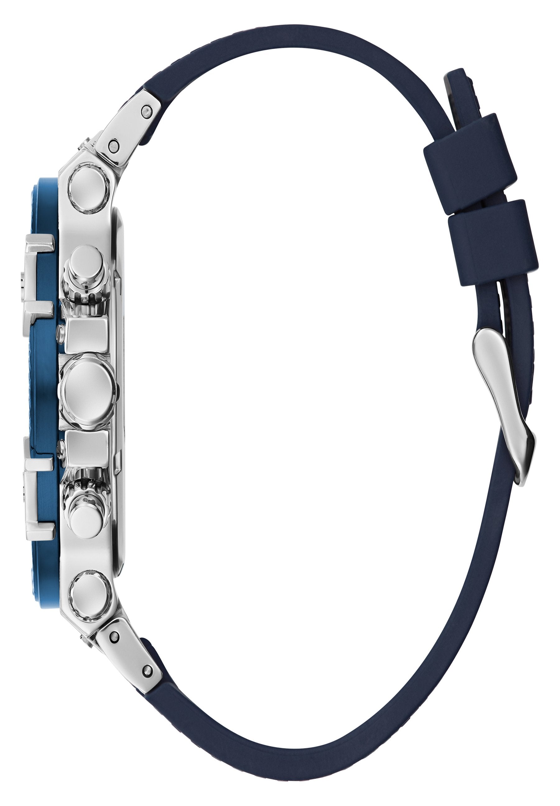  Shop Authentic Guess Caliber Chronograph White Dial Blue Rubber Strap Watch for Men - W0864G6 - Luxxuri