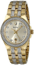  Shop Authentic Bulova Crystal Collection Champagne Dial Two Tone Steel Strap Watch for Women - 98B174 - Luxxuri