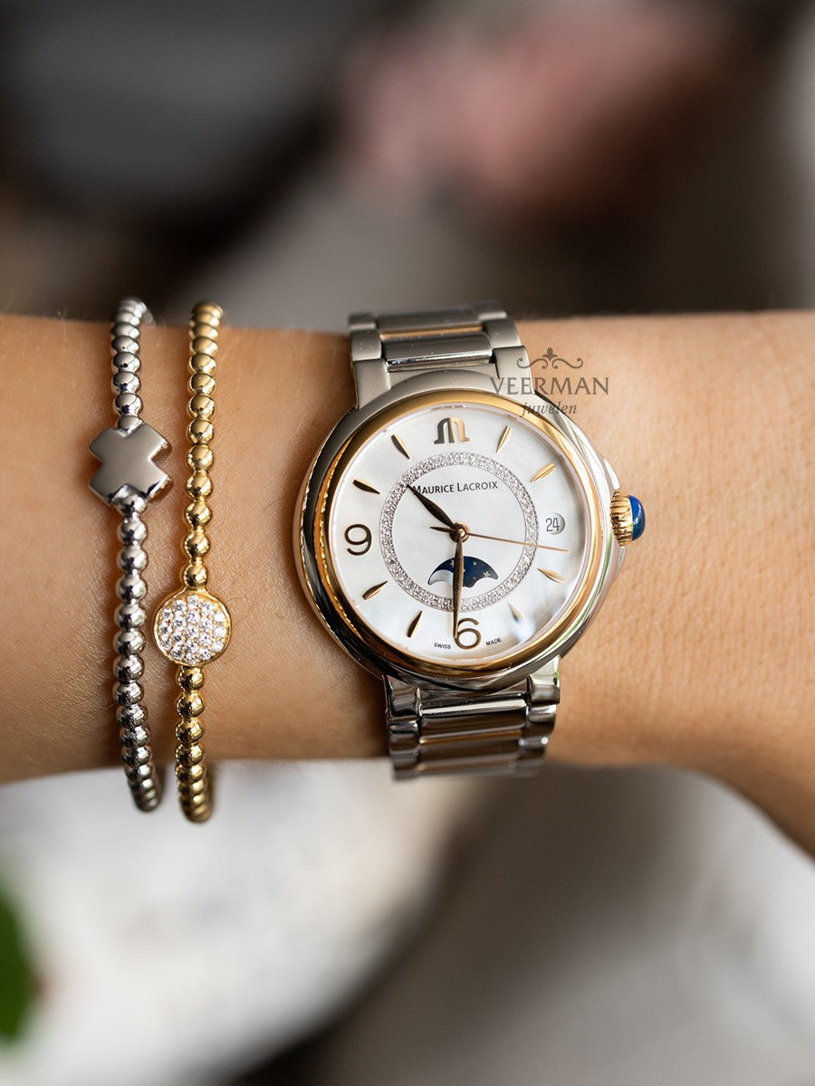  Shop Authentic Maurice Lacroix Fiaba Moonphase Mother of Pearl Dial Two Tone Steel Strap Watch for Women - FA1084-PVP13-150-1 - Luxxuri