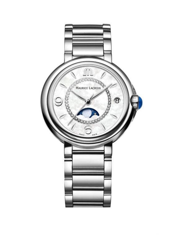  Shop Authentic Maurice Lacroix Fiaba Moonphase White Mother of Pearl Dial Silver Steel Strap Watch for Women - FA1084-SS002-170-1 - Luxxuri