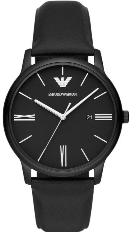  Shop Authentic Emporio Armani Minimalist Analog Black Dial Black Leather Strap Watch For Men - AR11573 - Luxxuri
