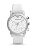  Shop Authentic Emporio Armani Classic Chronograph White Dial White Rubber Strap Watch For Men - AR1054 - Luxxuri
