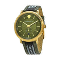  Shop Authentic Versace V-Circle Quartz Green Dial Green Leather Strap Watch for Men - VEBQ01519 - Luxxuri