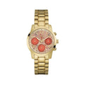  Shop Authentic Guess Mini Sunrise Quartz Analog Orange Dial Gold Steel Strap Watch For Women - W0448L7 - Luxxuri