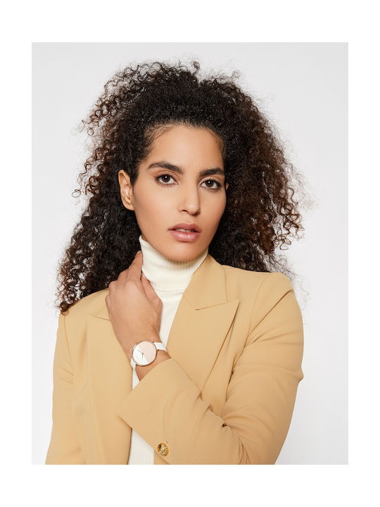  Shop Authentic Calvin Klein Rise White Dial White Leather Strap Watch for Women - K7A236LH - Luxxuri