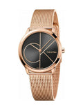  Shop Authentic Calvin Klein Minimal Black Dial Rose Gold Mesh Bracelet Watch for Men - K3M21621 - Luxxuri