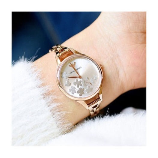  Shop Authentic Emporio Armani Aurora Quartz Silver Dial Gold Steel Strap Watch For Women - AR11108 - Luxxuri