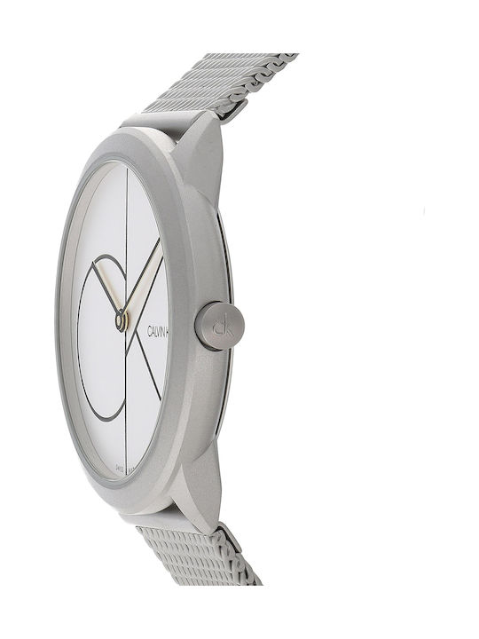  Shop Authentic Calvin Klein Minimal White Dial Silver Mesh Bracelet Watch for Women - K3M5215X - Luxxuri