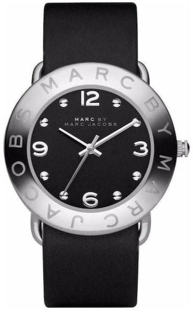  Shop Authentic Marc Jacobs Amy Black Dial Black Leather Strap Watch for Women - MBM1140 - Luxxuri