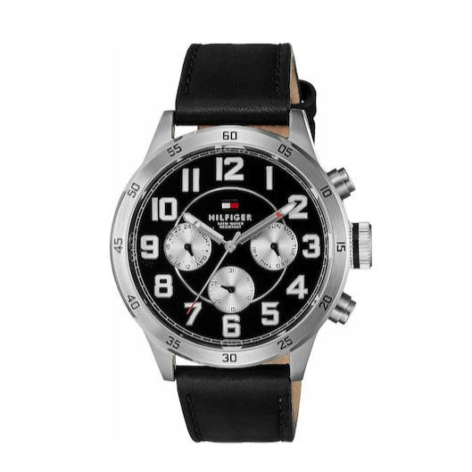 Shop Authentic Tommy Hilfiger Sport Chronograph Black Dial Black Leather Strap Watch for Men - 1791050 - Luxxuri