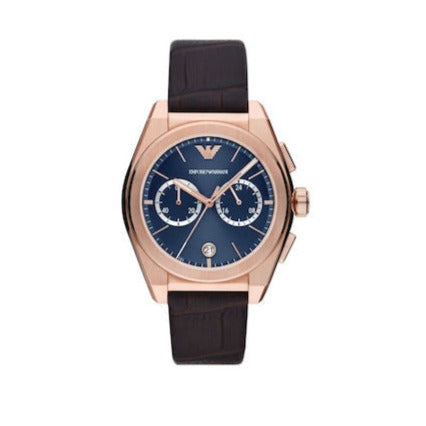  Shop Authentic Emporio Armani Federico Chronograph Blue Dial Brown Leather Strap Watch For Men - AR11563 - Luxxuri