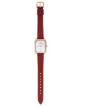  Shop Authentic Emporio Armani Gianni T Bar Two-Hand Mother of Pearl Dial Red Leather Strap Watch For Women - AR11467 - Luxxuri