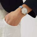  Shop Authentic Emporio Armani Aurora Quartz Mother of Pearl White Dial Blue Leather Strap Watch For Women - AR11109 - Luxxuri