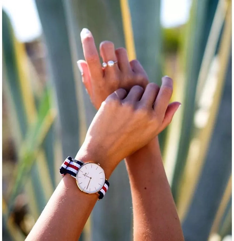  Shop Authentic Daniel Wellington Classic Canterbury White Dial Two Tone NATO Strap Watch For Women - DW00100030 - Luxxuri