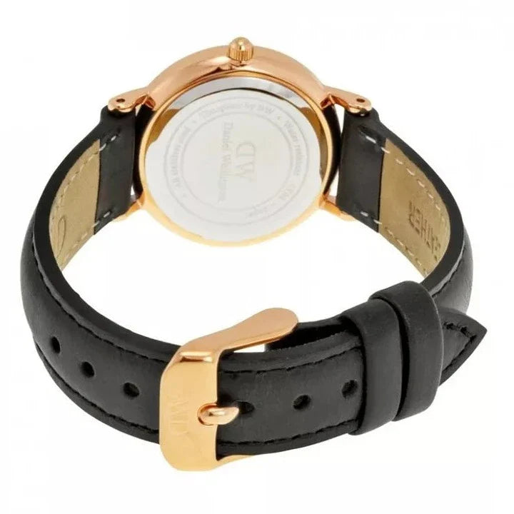  Shop Authentic Daniel Wellington Classy Sheffield White Dial Black Leather Strap Watch For Women - DW00100060 - Luxxuri