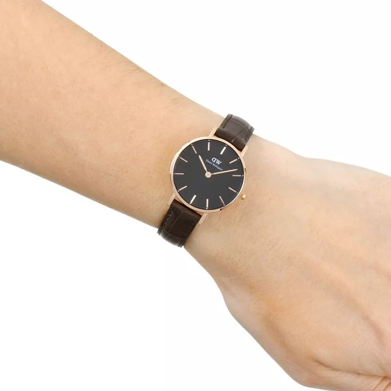  Shop Authentic Daniel Wellington Classic Petite York Black Dial Brown Leather Strap Watch For Women - DW00100226 - Luxxuri