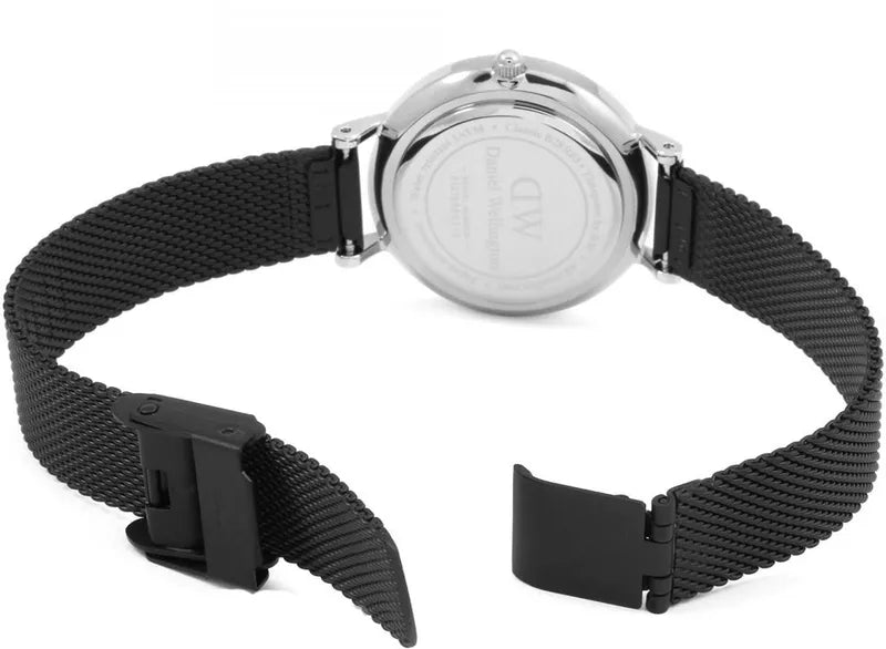  Shop Authentic Daniel Wellington Petite Ashfield Black Dial Black Mesh Strap Watch For Women - DW00100246 - Luxxuri