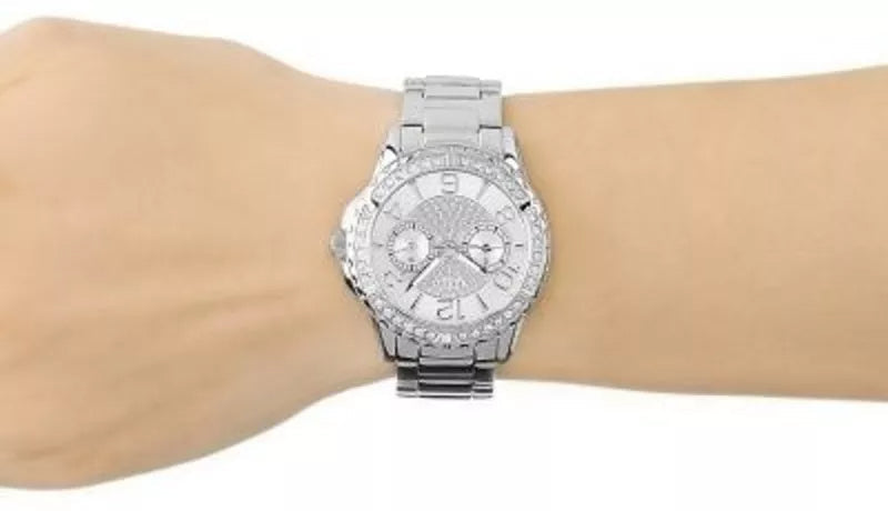 Guess Sassy Multifunction Quartz Silver Dial Silver Steel Strap Watch For Women - W0705L1