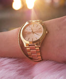  Shop Authentic Michael Kors Slim Runway Pink Dial Two Tone Steel Strap Watch for Women - MK3493 - Luxxuri
