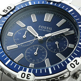  Shop Authentic Fossil Garrett Chronograph Blue Dial Silver Steel Strap Watch for Men - FS5623 - Luxxuri