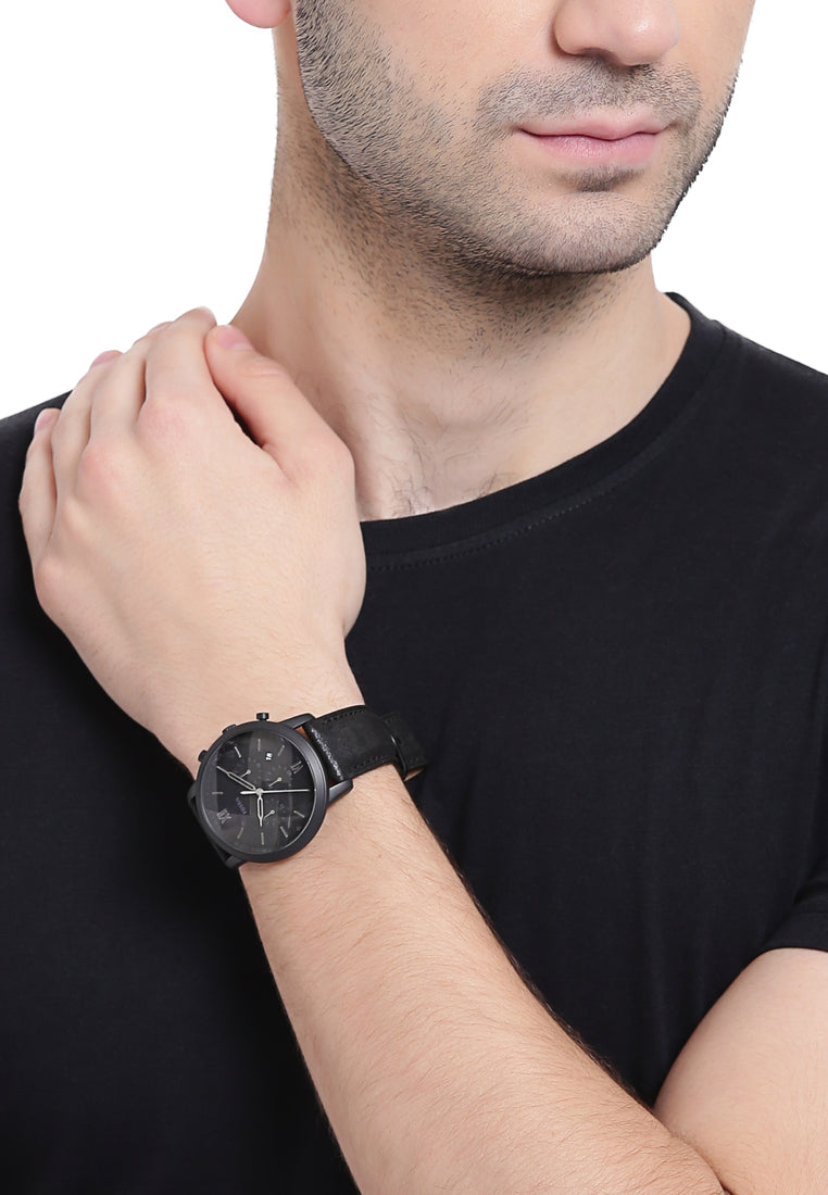  Shop Authentic Fossil Neutra Chronograph Black Dial Black Leather Strap Watch for Men - FS5503 - Luxxuri