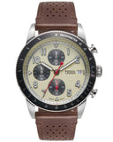  Shop Authentic Fossil Sport Tourer Chronograph White Dial Brown Leather Strap Watch for Men - FS6042 - Luxxuri