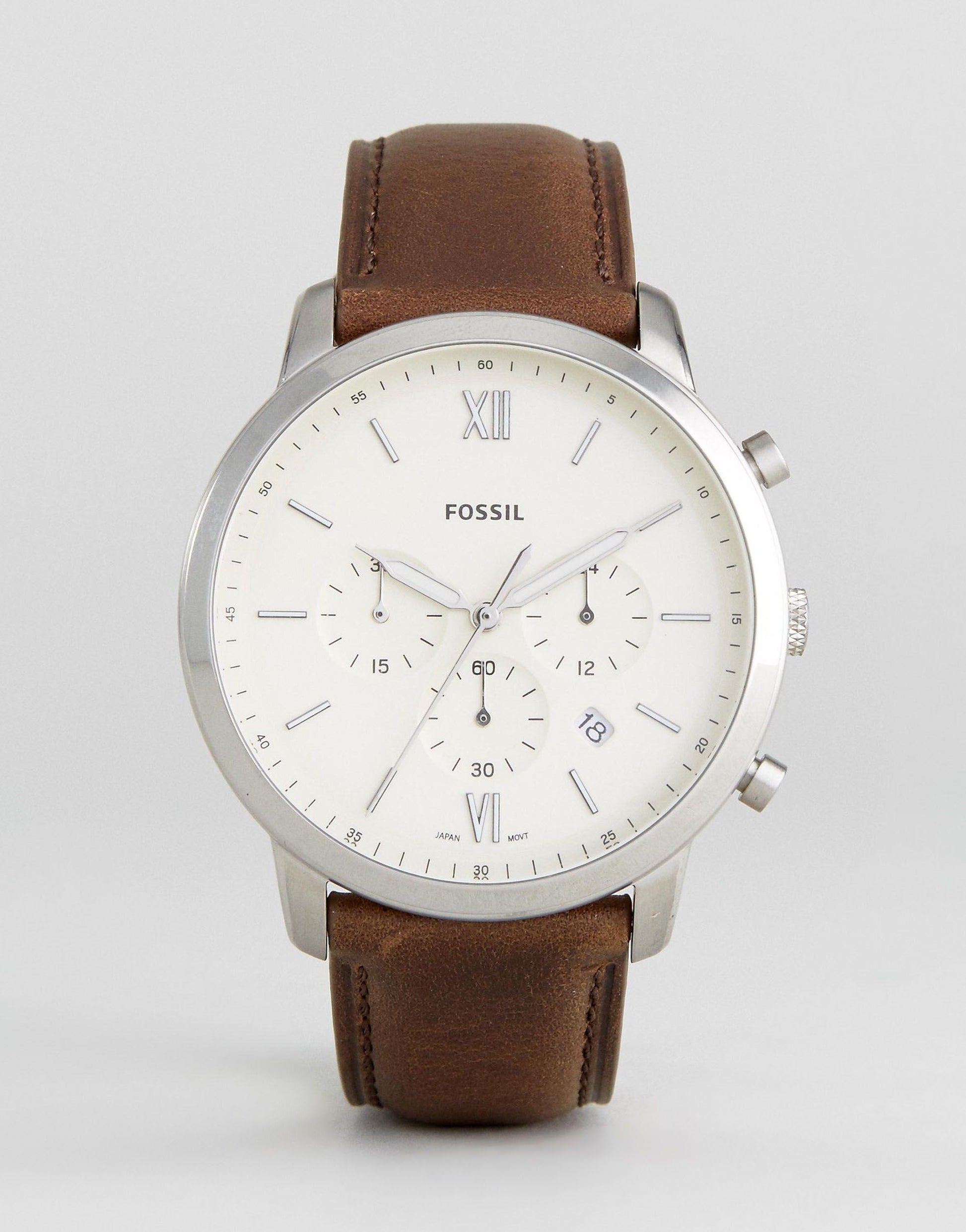  Shop Authentic Fossil Neutra Chronograph White Dial Brown Leather Strap Watch for Men - FS5380 - Luxxuri