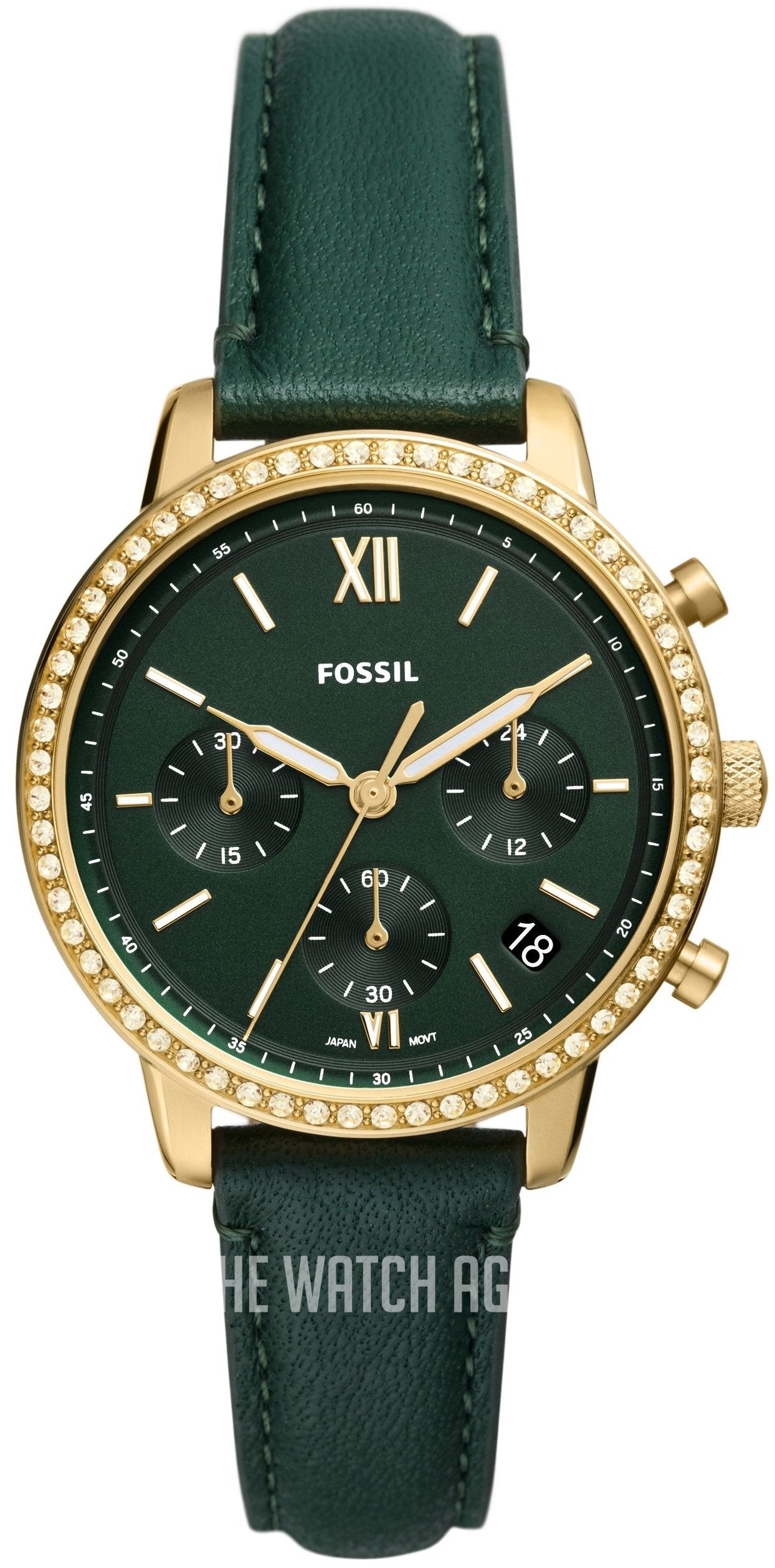  Shop Authentic Fossil Neutra Chronograph Green Dial Green Leather Strap Watch for Women - ES5239 - Luxxuri