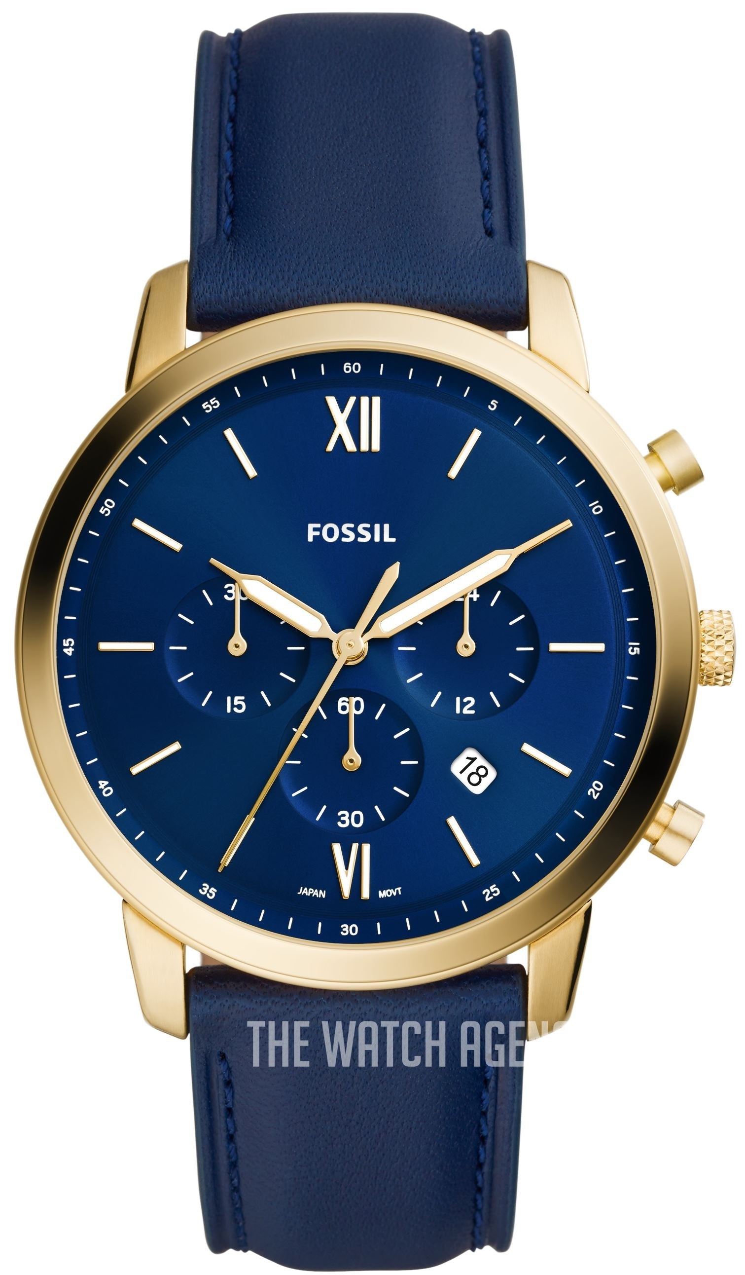  Shop Authentic Fossil Neutra Chronograph Blue Dial Blue Leather Strap Watch for Men - FS5790 - Luxxuri