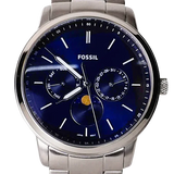  Shop Authentic Fossil Neutra Minimalist Moonphase Blue Dial Silver Steel Strap Watch for Men - FS5907 - Luxxuri