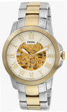  Shop Authentic Fossil Grant Automatic Skeleton White Dial Two Tone Steel Strap Watch for Men - ME3112 - Luxxuri