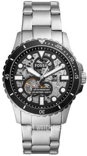 Shop Authentic Fossil FB-01 Automatic Skeleton Black Dial Silver Steel Strap Watch for Men - ME3190 - Luxxuri
