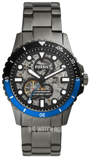  Shop Authentic Fossil FB-01 Automatic Skeleton Black Dial Grey Steel Strap Watch for Men - ME3201 - Luxxuri