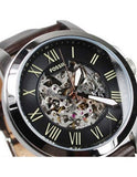  Shop Authentic Fossil Grant Automatic Skeleton Black Dial Brown Leather Strap Watch for Men - ME3100 - Luxxuri