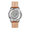 Fossil Grant Sport Automatic Skeleton Blue Dial Brown Leather Strap Watch for Men - ME3140